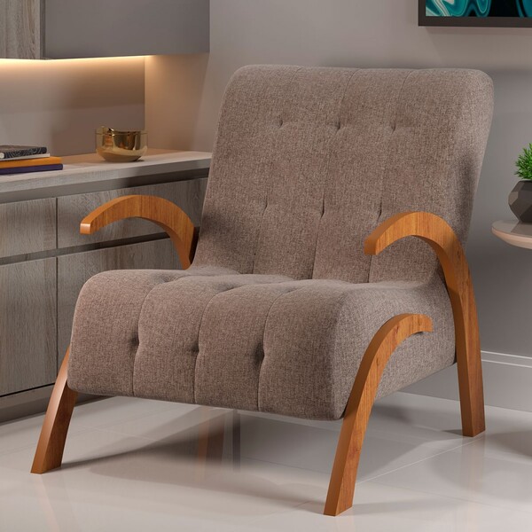 Poltrona Cecilia Mel/linho Kaki - Viero Móveis