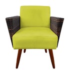 Poltrona Chanel Braça Tramada Pés Palito Suede Amarelo - D'cl