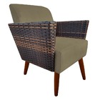 Poltrona Chanel Braça Tramada Pés Palito Suede Marrom Rato -