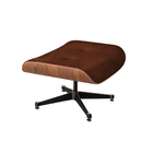Poltrona Charles Eames Com Puff Couro Natural Marrom