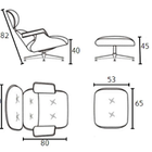 Poltrona Charles Eames Com Puff Em Couro Natural Cor Branco -