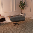 Poltrona Charles Eames Com Puff Sintético Preto - Doce Sonho