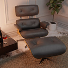 Poltrona Charles Eames Com Puff Sintético Preto - Doce Sonho