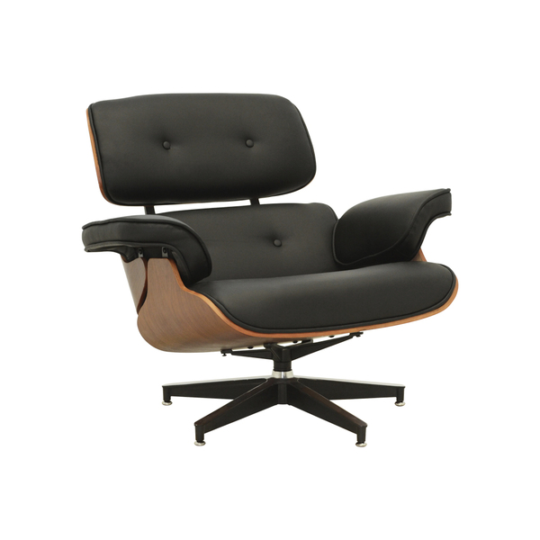 Poltrona Charles Eames Couro Pu Preto Base Metálica - D'rossi