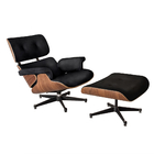 Poltrona Charles Eames Para Sala De Estar Com Puff Couro Sint