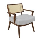 Poltrona Charmy Estofada Em Tecido E Madeira Tauari  Pinhão