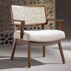 Poltrona Charmy Estofada Em Tecido E Madeira Tauari  Pinhão