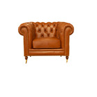 Poltrona Chester Duo De Couro Conhaque Com Brilho - Mempra