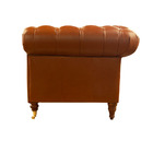 Poltrona Chester Duo De Couro Conhaque Com Brilho - Mempra