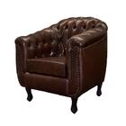 Poltrona Chesterfield Couro Legitimo Marrom
