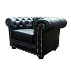 Poltrona Chesterfield De Couro Preto Pigmentado - Mempra