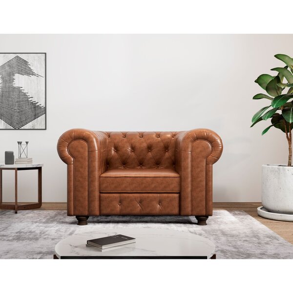 Poltrona Chesterfield Jared Couro Sintético Yescasa Marrom Fa