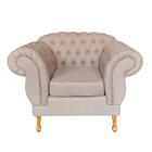 Poltrona Chesterfield Linho Palha - Dominic Decor