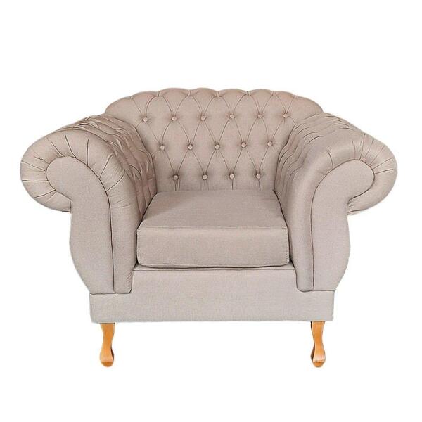 Poltrona Chesterfield Linho Palha - Dominic Decor