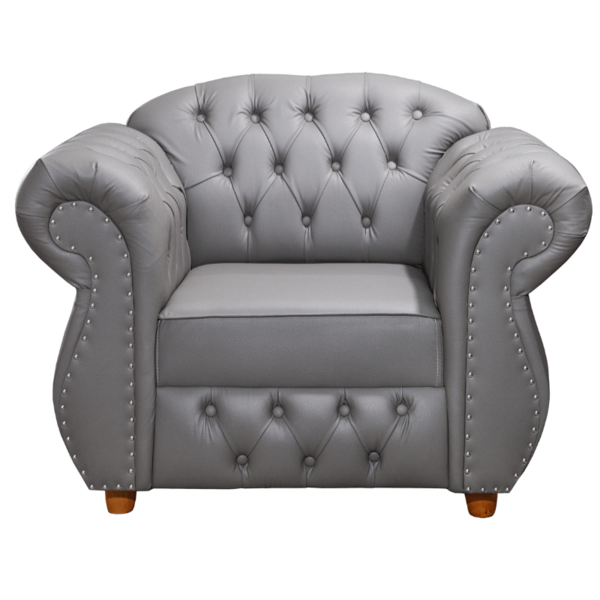 Poltrona Chesterfield Merlô Via Encanto Courano Cinza