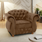 Poltrona Chesterfield Merlô Via Encanto Veludo Marrom