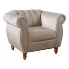 Poltrona Chesterfield Realeza Vintage Retrô Veludo Capuccino