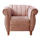 Poltrona Chesterfield Realeza Vintage Retrô Veludo Rosê