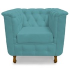Poltrona Chesterfield Retro Capitonê Suede Azul Turquesa - Me