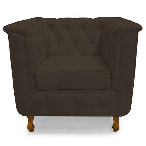 Poltrona Chesterfield Retro Capitonê Suede Marrom - Meu Lar D