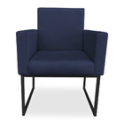 Poltrona Clarice Veludo Azul Marinho Base Metálica Industrial