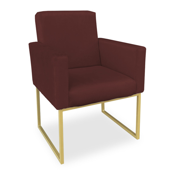 Poltrona Clarice Veludo Base Metálica Industrial Dourado - Pa