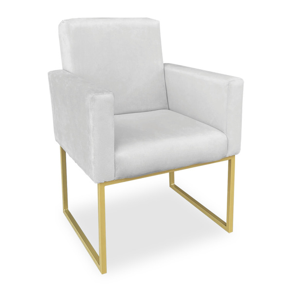 Poltrona Clarice Veludo Base Metálica Industrial Dourado - Pa