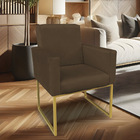 Poltrona Clarice Veludo Base Metálica Industrial Dourado - Pa