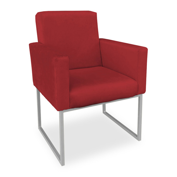 Poltrona Clarice Veludo Base Metálica Industrial Prata - Pall