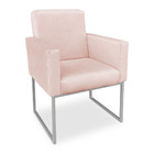 Poltrona Clarice Veludo Base Metálica Industrial Prata - Pall