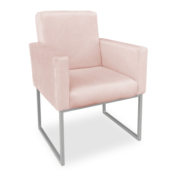 Poltrona Clarice Veludo Base Metálica Industrial Prata - Pall