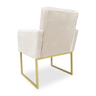 Poltrona Clarice Veludo Bege Base Metálica Industrial Dourado