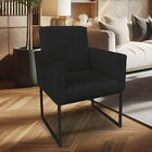 Poltrona Clarice Veludo Preto Base Metálica Industrial Preto