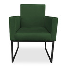 Poltrona Clarice Veludo Verde Base Metálica Industrial Preto