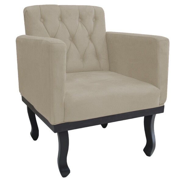 Poltrona Classic Pés Luís Xv Suede Bege - Amarena Móveis