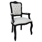 Poltrona Clássica Com Botões Luiz Xv Preto Brilho E Estampa L