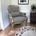 Poltrona Clássica Decorativa Imperador Capitonê Dourado Envel