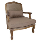 Poltrona Clássica King Com Tela Entalhada Verniz Imbuia E Lin