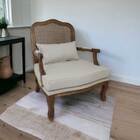 Poltrona Clássica King Com Tela Entalhada Verniz Imbuia E Lin