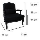 Poltrona Clássica King Entalhada  Preto