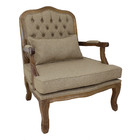 Poltrona Clássica King Entalhada Capitonê Verniz Imbuia E Lin