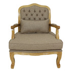 Poltrona Clássica King Verniz Mel Brilho E Linho Marrom