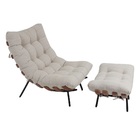 Poltrona Clássica Para Sala Quarto Atz Costela Com Puff Linho