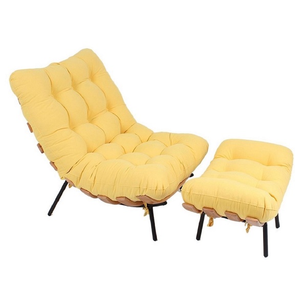 Poltrona Clássica Para Sala Quarto Atz Costela Com Puff Sarja