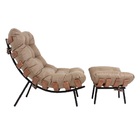 Poltrona Clássica Para Sala Quarto Atz Costela Com Puff Suede