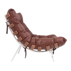 Poltrona Clássica Para Sala Quarto Atz Costela Couro Havana N