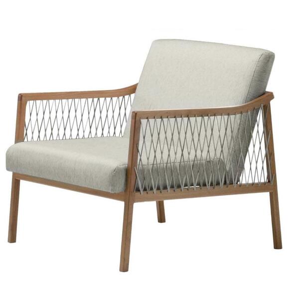 Poltrona Com Braço Acaé Linho Palha Madeira Cedro Corda Náuti