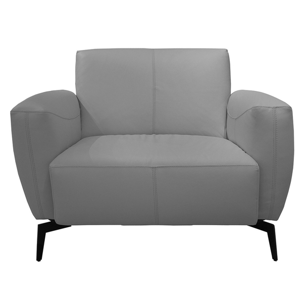 Poltrona Com Braço Couro Legítimo Safira Leather Matte Grey T