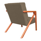 Poltrona Com Braço De Madeira Zoe Estilo Moderno Linho Marrom