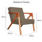 Poltrona Com Braço De Madeira Zoe Estilo Moderno Linho Marrom